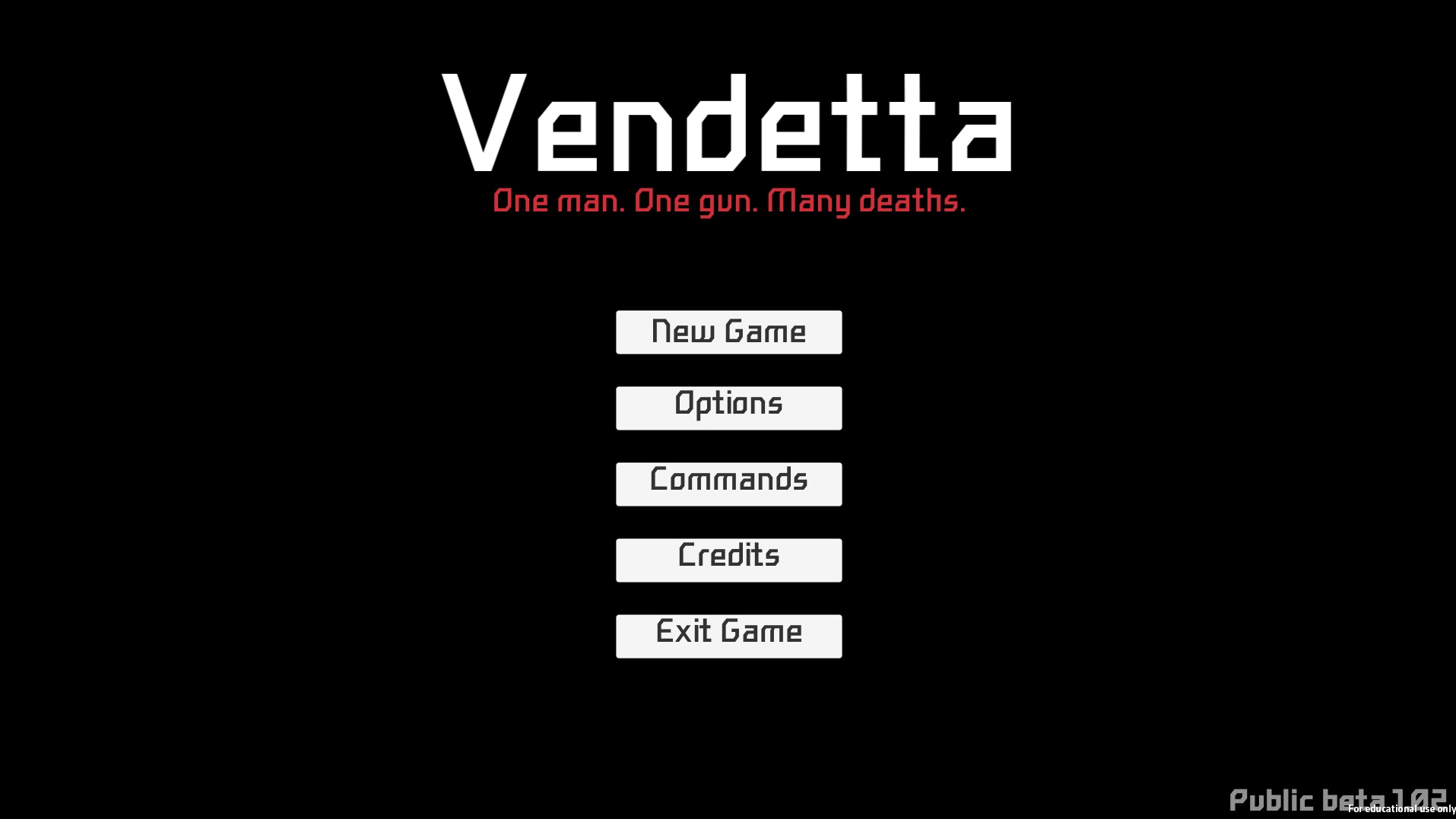 The main menu of the game.